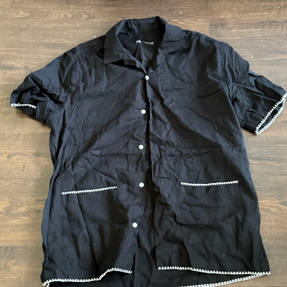 Zara Black Casual Button Down Shirt
